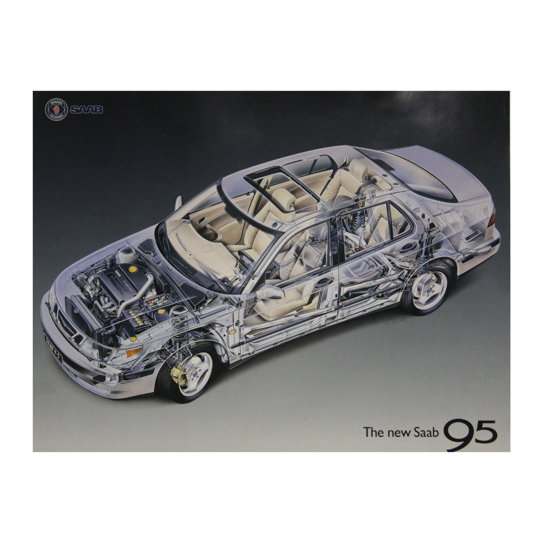 The New Saab 9-5 Cutaway Poster – Vintage Automotive Artwork
