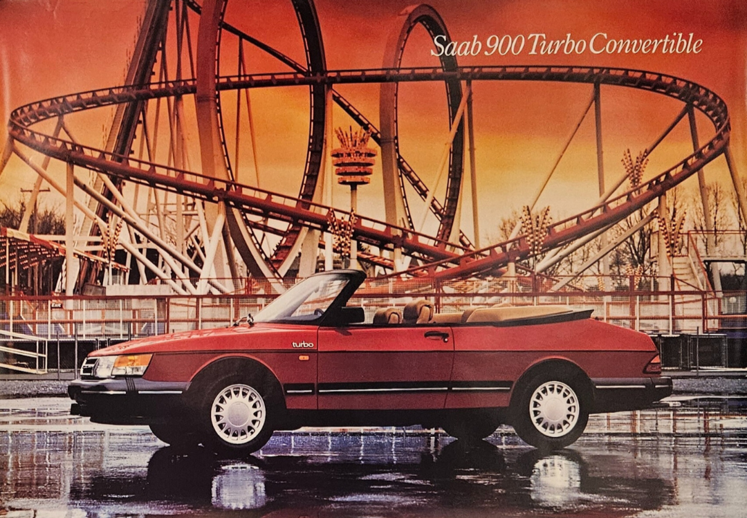 Saab 900 Convertible Poster - Vintage Old Stock