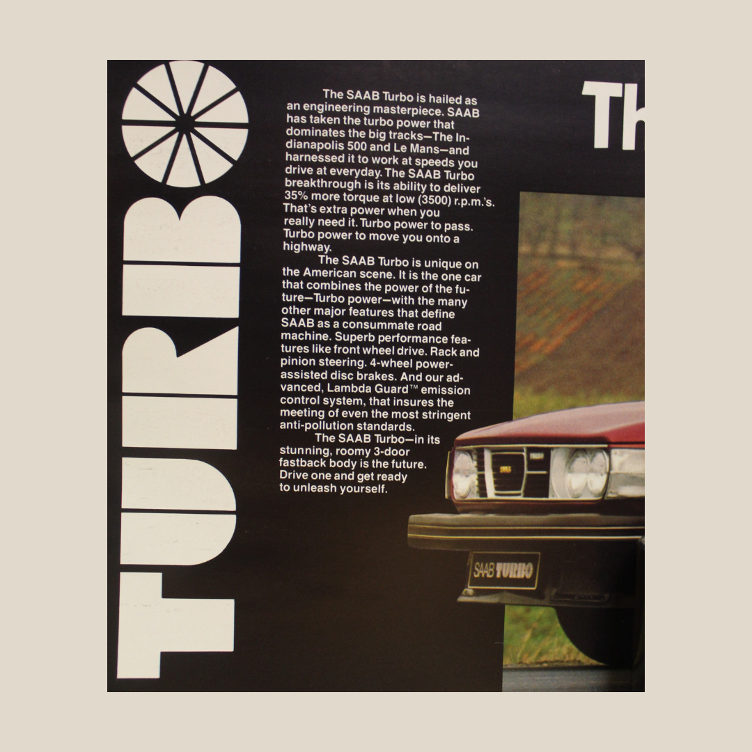 Vintage Saab 78 Turbo Dealer Sales Brochure