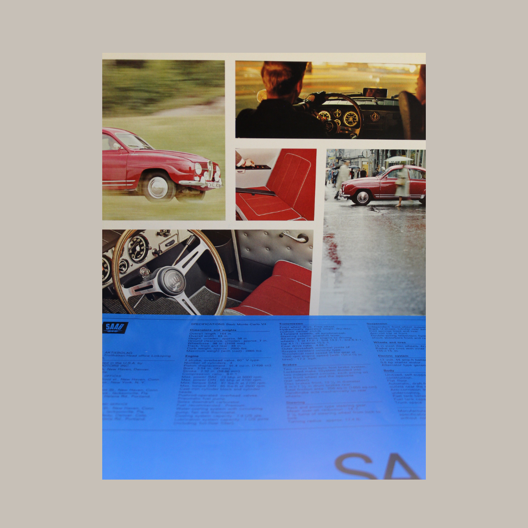 Vintage Saab Monte Carlo V4 Dealer Sales Brochure – Large Format
